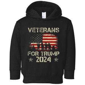 Grandpa Veterans For Trump 2024 American Flag Toddler Hoodie