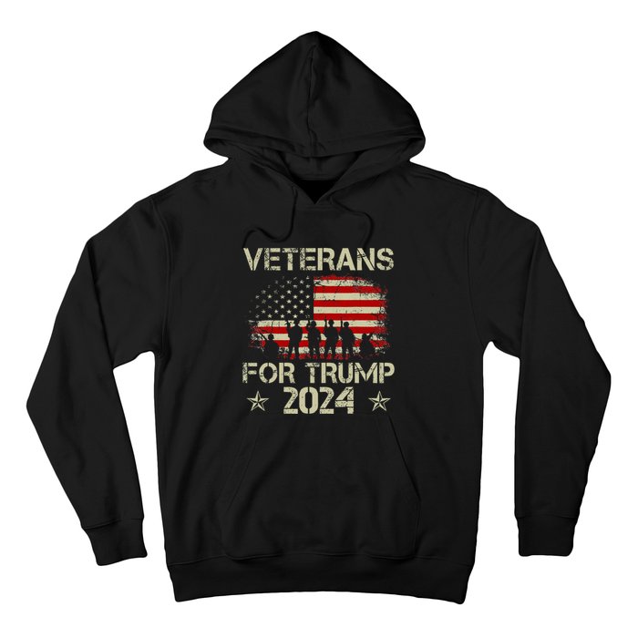 Grandpa Veterans For Trump 2024 American Flag Hoodie