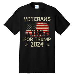 Grandpa Veterans For Trump 2024 American Flag Tall T-Shirt