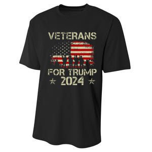 Grandpa Veterans For Trump 2024 American Flag Performance Sprint T-Shirt