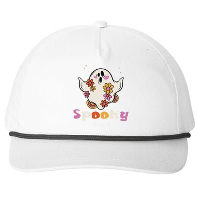 Groovy Vintage Floral Ghost Spooky Season Halloween Love Snapback Five-Panel Rope Hat