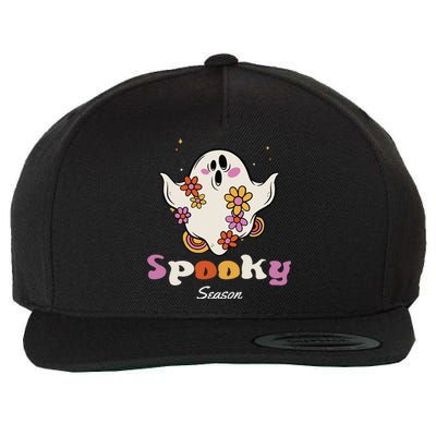 Groovy Vintage Floral Ghost Spooky Season Halloween Love Wool Snapback Cap