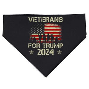 Grandpa Veterans For Trump 2024 American Flag 4th Of July USA-Made Doggie Bandana