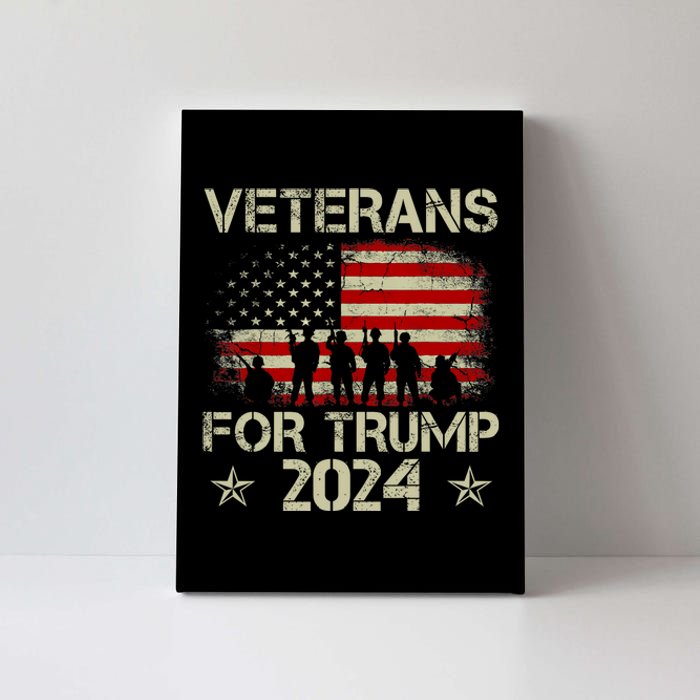 Grandpa Veterans For Trump 2024 American Flag 4th Of July Canvas