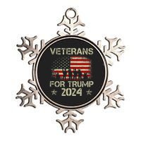 Grandpa Veterans For Trump 2024 American Flag 4th Of July Metallic Star Ornament