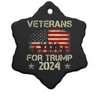 Grandpa Veterans For Trump 2024 American Flag 4th Of July Ceramic Star Ornament