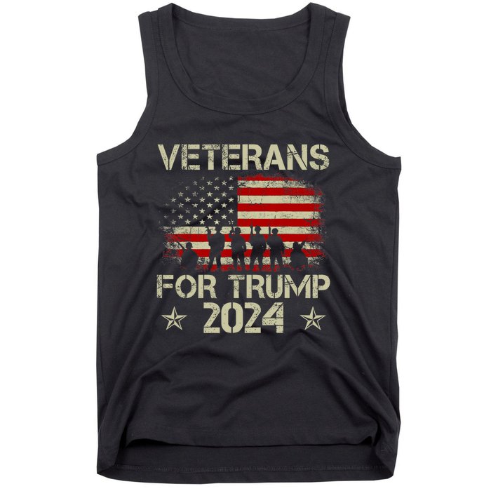 Grandpa Veterans For Trump 2024 American Flag 4th Of July Tank Top