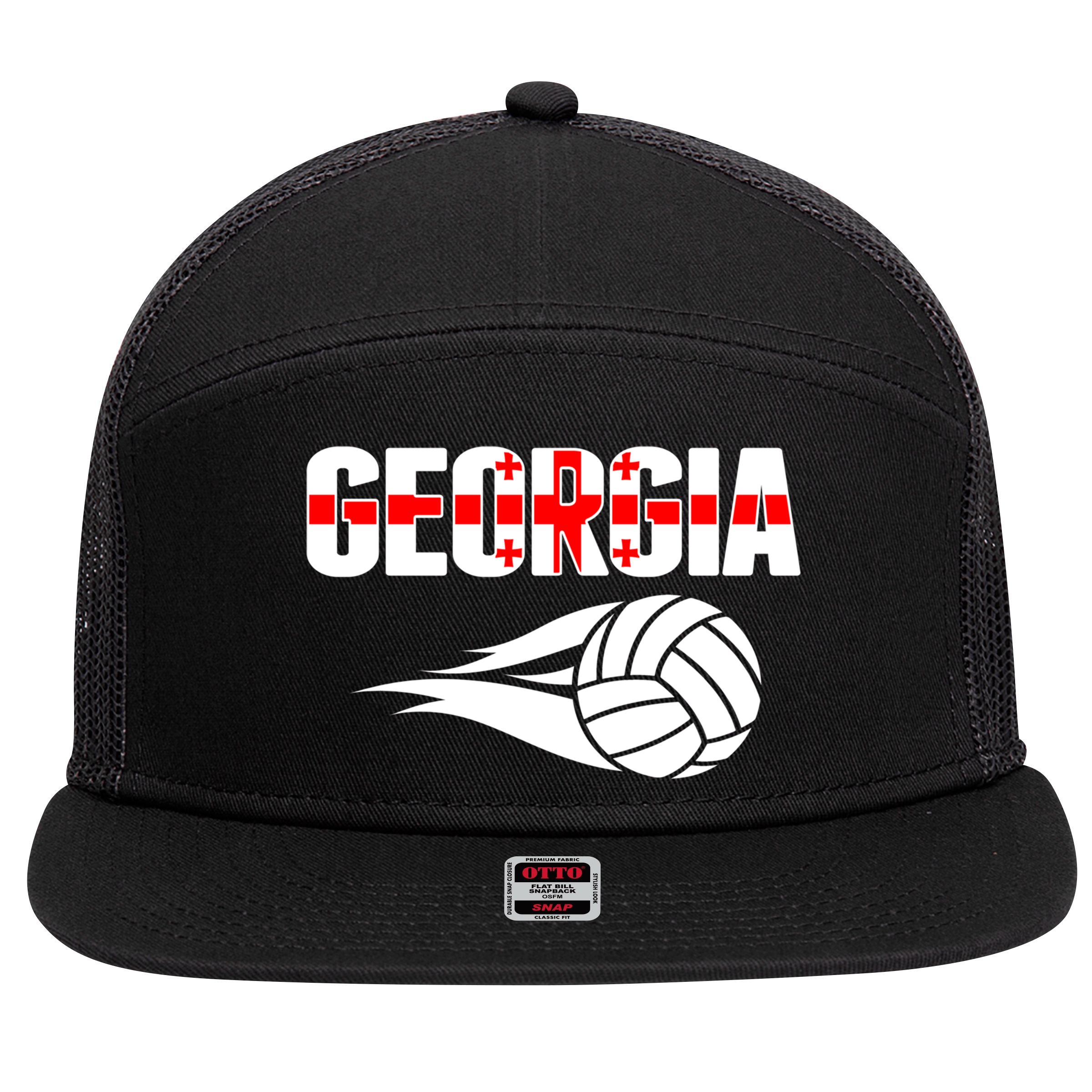 Georgia Volleyball Fans Jersey Gift Georgian Flag Sport Lovers Gift 7 Panel Mesh Trucker Snapback Hat