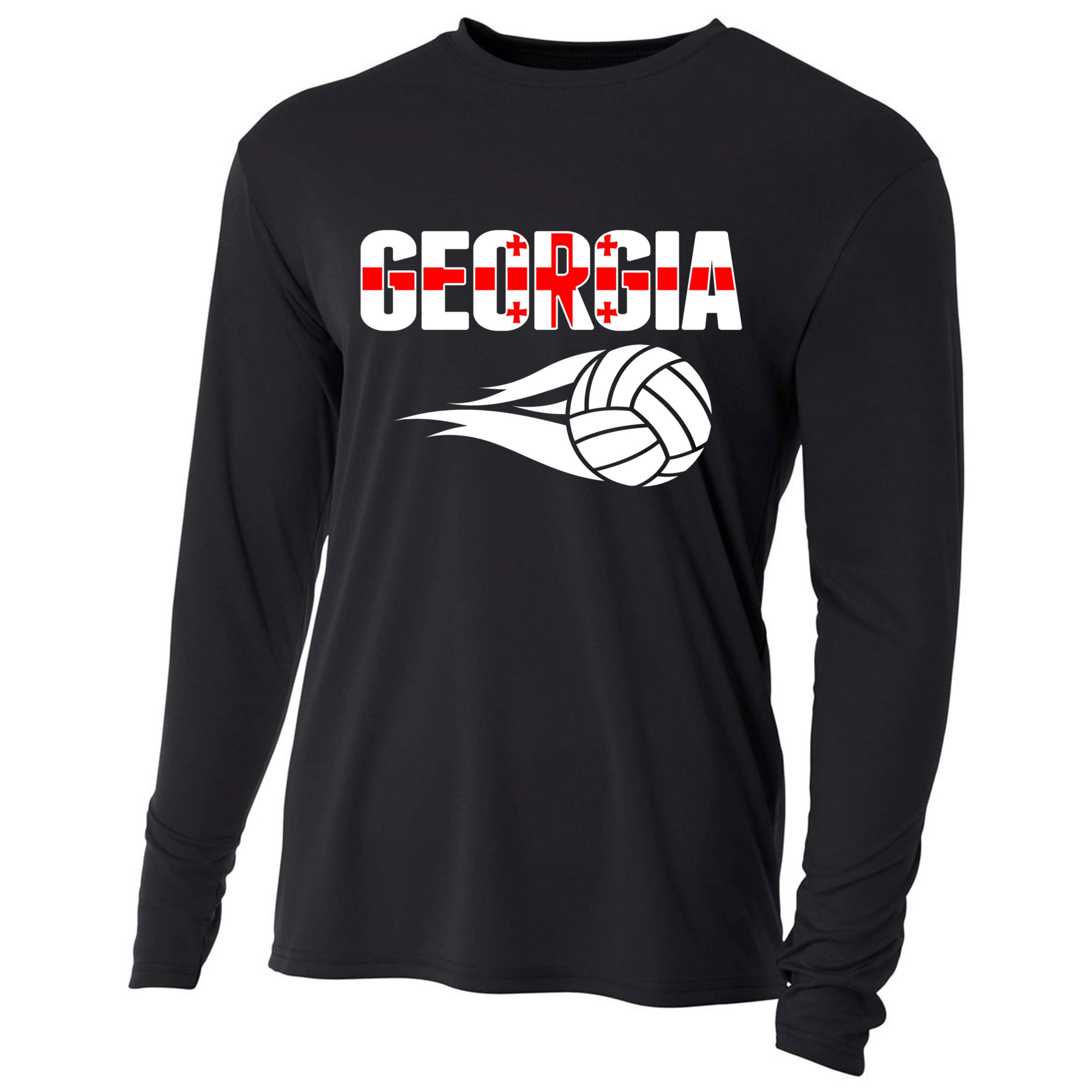 Georgia Volleyball Fans Jersey Gift Georgian Flag Sport Lovers Gift Cooling Performance Long Sleeve Crew