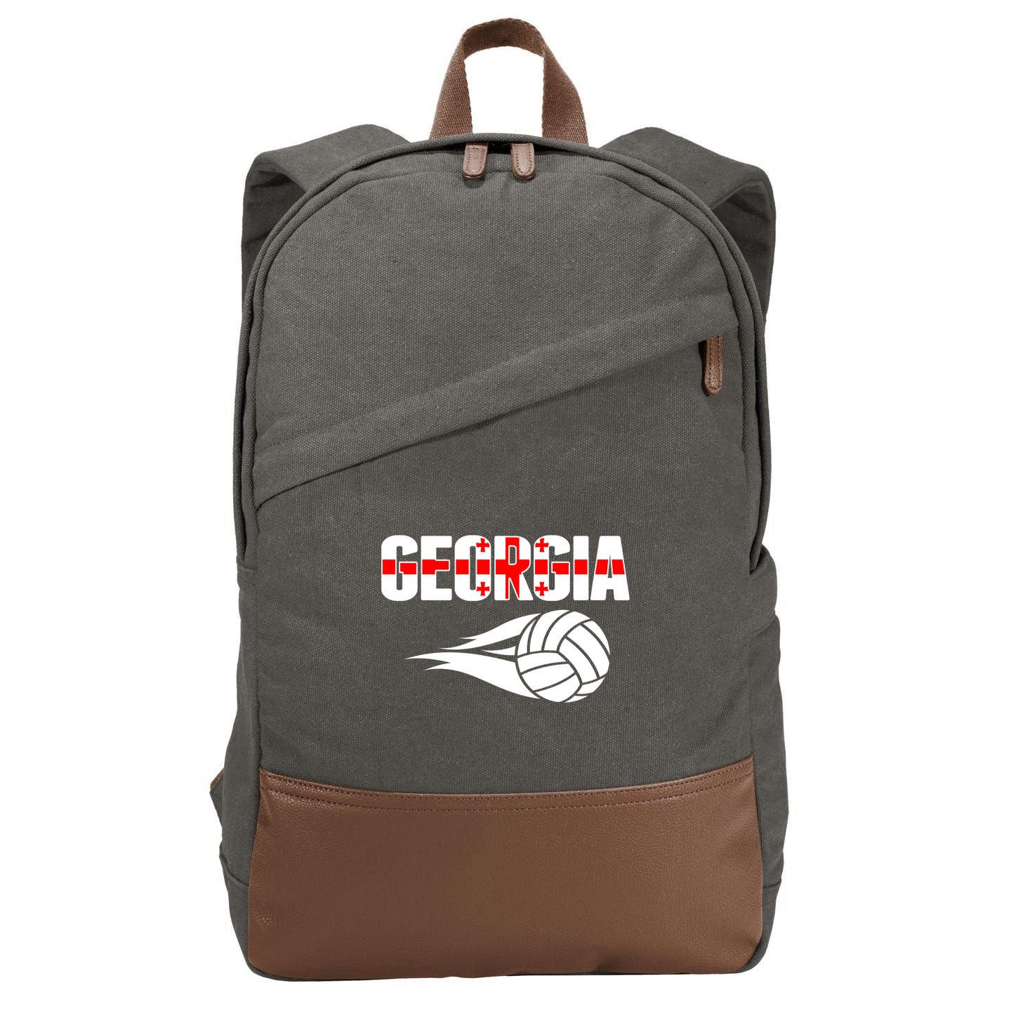 Georgia Volleyball Fans Jersey Gift Georgian Flag Sport Lovers Gift Cotton Canvas Backpack