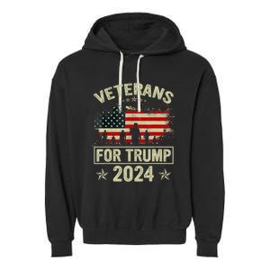 Grandpa Veterans For Trump 2024 American Flag 4th Of July Garment-Dyed Fleece Hoodie