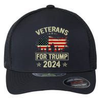 Grandpa Veterans For Trump 2024 American Flag 4th Of July Flexfit Unipanel Trucker Cap