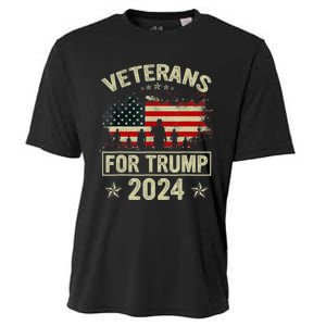 Grandpa Veterans For Trump 2024 American Flag 4th Of July Cooling Performance Crew T-Shirt