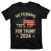 Grandpa Veterans For Trump 2024 American Flag 4th Of July T-Shirt