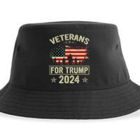 Grandpa Veterans For Trump 2024 American Flag 4th Of July Sustainable Bucket Hat