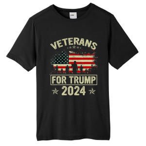 Grandpa Veterans For Trump 2024 American Flag 4th Of July Tall Fusion ChromaSoft Performance T-Shirt