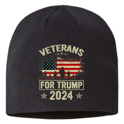 Grandpa Veterans For Trump 2024 American Flag 4th Of July Sustainable Beanie