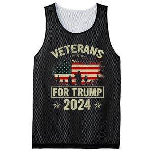 Grandpa Veterans For Trump 2024 American Flag 4th Of July Mesh Reversible Basketball Jersey Tank