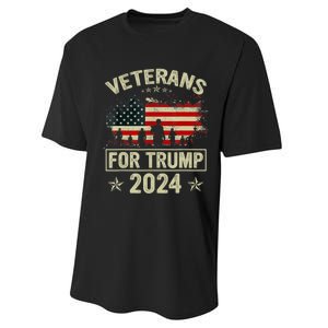 Grandpa Veterans For Trump 2024 American Flag 4th Of July Performance Sprint T-Shirt