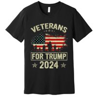 Grandpa Veterans For Trump 2024 American Flag 4th Of July Premium T-Shirt