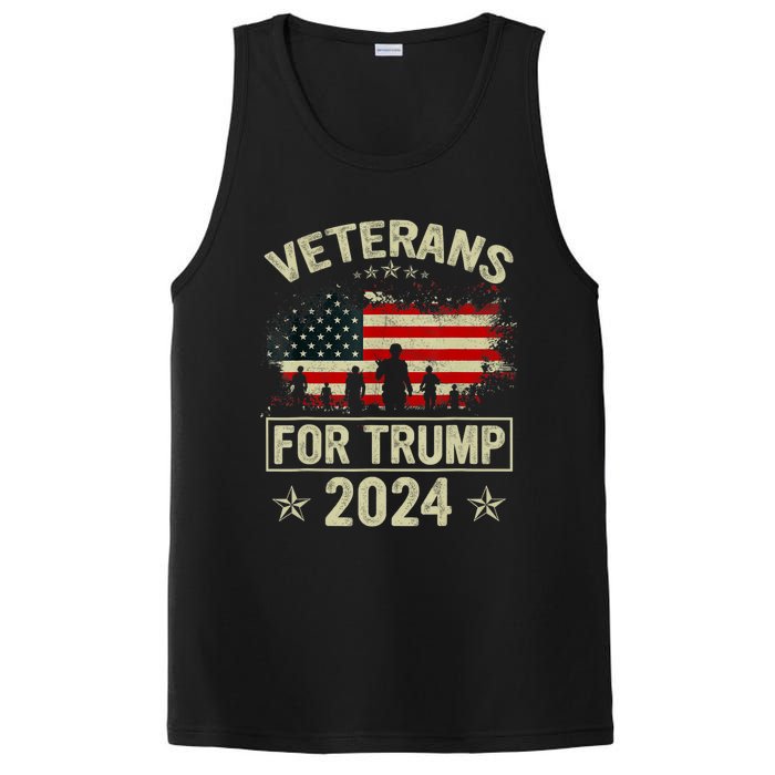 Grandpa Veterans For Trump 2024 American Flag 4th Of July PosiCharge Competitor Tank