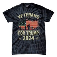 Grandpa Veterans For Trump 2024 American Flag 4th Of July Tie-Dye T-Shirt