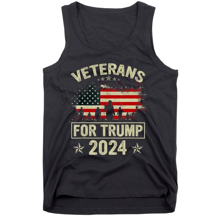 Grandpa Veterans For Trump 2024 American Flag 4th Of July Tank Top