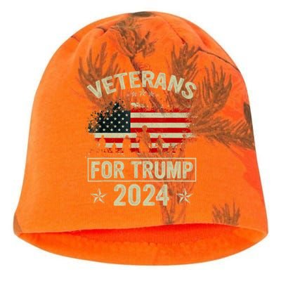 Grandpa Veterans For Trump 2024 American Flag 4th Of July Kati - Camo Knit Beanie