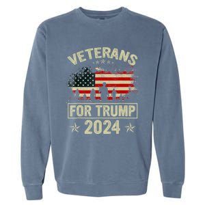 Grandpa Veterans For Trump 2024 American Flag 4th Of July Garment-Dyed Sweatshirt