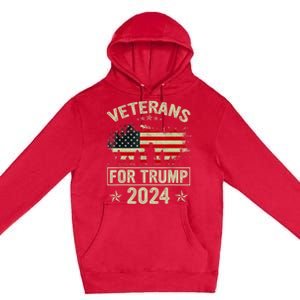 Grandpa Veterans For Trump 2024 American Flag 4th Of July Premium Pullover Hoodie