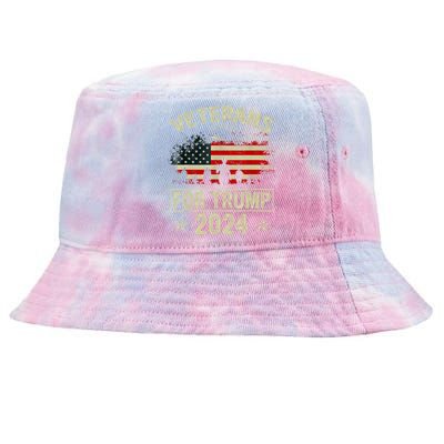 Grandpa Veterans For Trump 2024 American Flag 4th Of July Tie-Dyed Bucket Hat