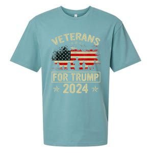 Grandpa Veterans For Trump 2024 American Flag 4th Of July Sueded Cloud Jersey T-Shirt