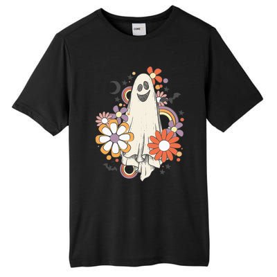 Groovy Vintage Floral Ghost Cute Halloween Spooky Season Tall Fusion ChromaSoft Performance T-Shirt