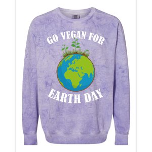 Go Vegan For Earth Day Vegan Day Veggie Vegetable Vegetarian Gift Colorblast Crewneck Sweatshirt