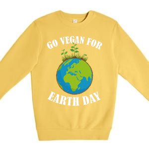 Go Vegan For Earth Day Vegan Day Veggie Vegetable Vegetarian Gift Premium Crewneck Sweatshirt