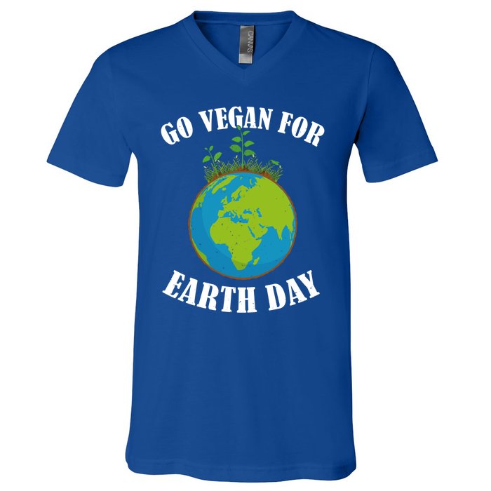 Go Vegan For Earth Day Vegan Day Veggie Vegetable Vegetarian Gift V-Neck T-Shirt