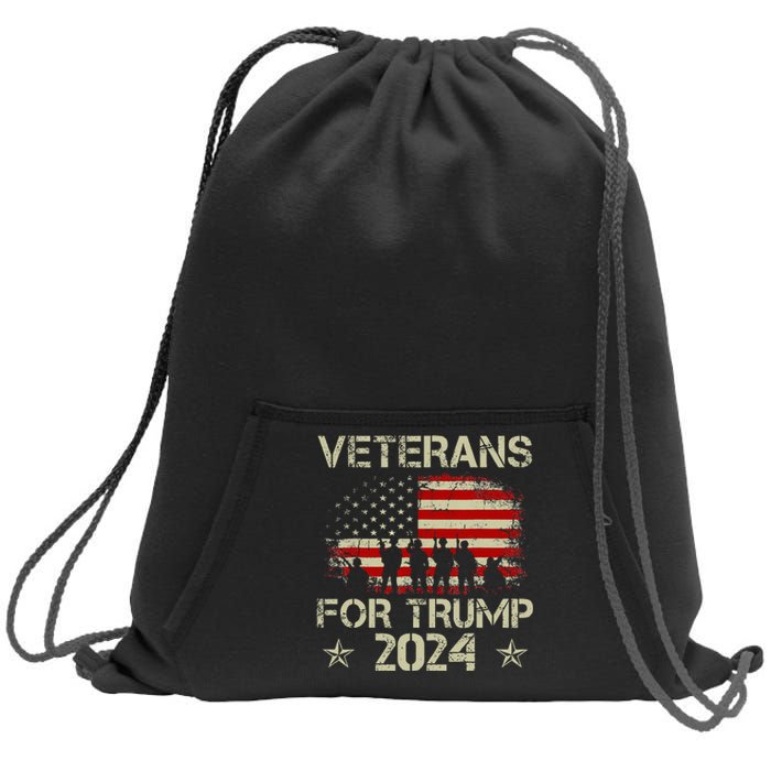 Grandpa Veterans For Trump 2024 American Flag Sweatshirt Cinch Pack Bag