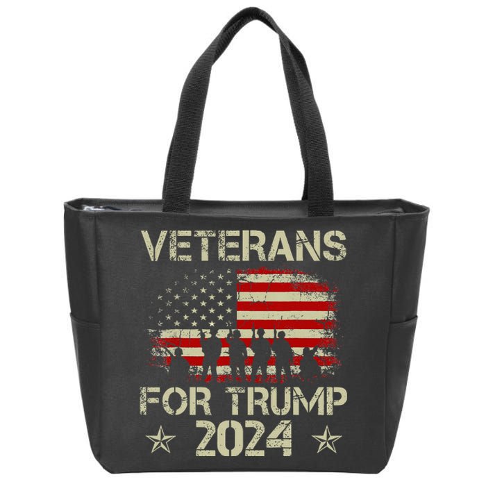 Grandpa Veterans For Trump 2024 American Flag Zip Tote Bag