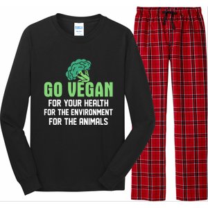 Go Vegan For Your Health For The Environt Veganism Funny Gift Long Sleeve Pajama Set