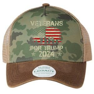 Grandpa Veterans For Trump 2024 American Flag Legacy Tie Dye Trucker Hat