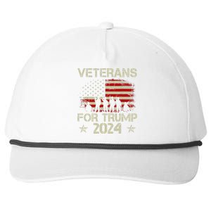 Grandpa Veterans For Trump 2024 American Flag Snapback Five-Panel Rope Hat