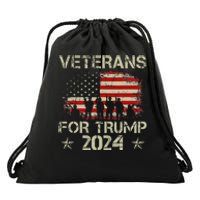 Grandpa Veterans For Trump 2024 American Flag Drawstring Bag