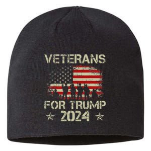 Grandpa Veterans For Trump 2024 American Flag Sustainable Beanie