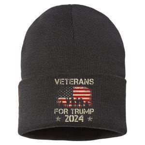 Grandpa Veterans For Trump 2024 American Flag Sustainable Knit Beanie