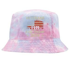 Grandpa Veterans For Trump 2024 American Flag Tie-Dyed Bucket Hat