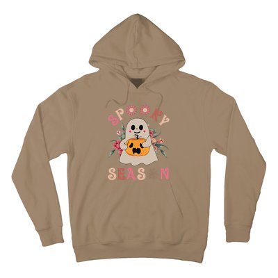 Groovy Vintage Floral Ghost Cute Halloween Spooky Season Gift Hoodie