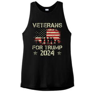 Grandpa Veterans For Trump 2024 American Flag 4th Of July Ladies PosiCharge Tri-Blend Wicking Tank