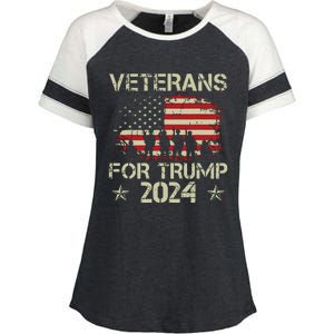 Grandpa Veterans For Trump 2024 American Flag 4th Of July Enza Ladies Jersey Colorblock Tee