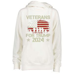 Grandpa Veterans For Trump 2024 American Flag 4th Of July Womens Funnel Neck Pullover Hood