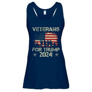 Grandpa Veterans For Trump 2024 American Flag 4th Of July Ladies Essential Flowy Tank